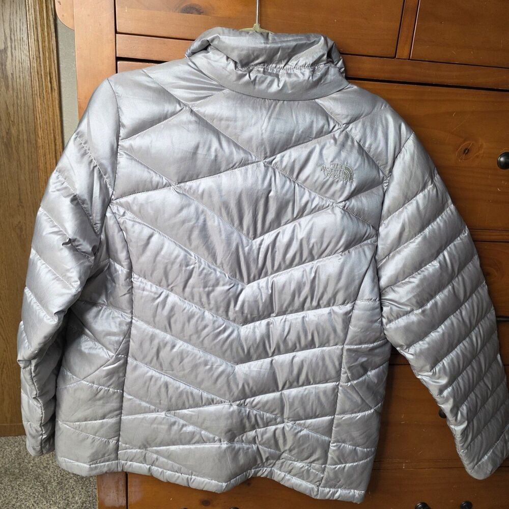 North Face 550 Down Quilted Puffer Jacket Size XL Silver Goose Down Warm Winter - Picture 6 of 10